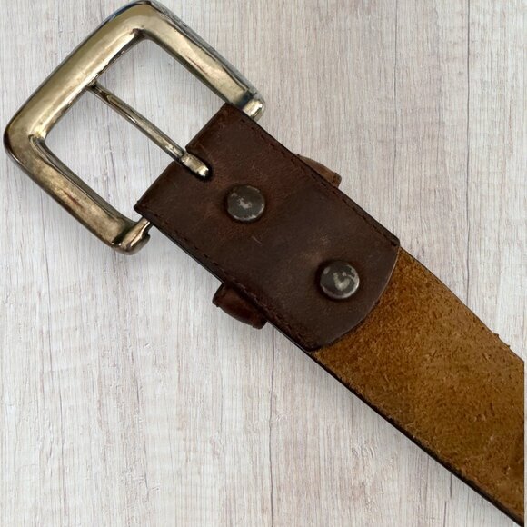 Vintage Resistol RI20130GN Bull Calf Leather Belt Solid Brass Buckle Brown 38 - Picture 8 of 10